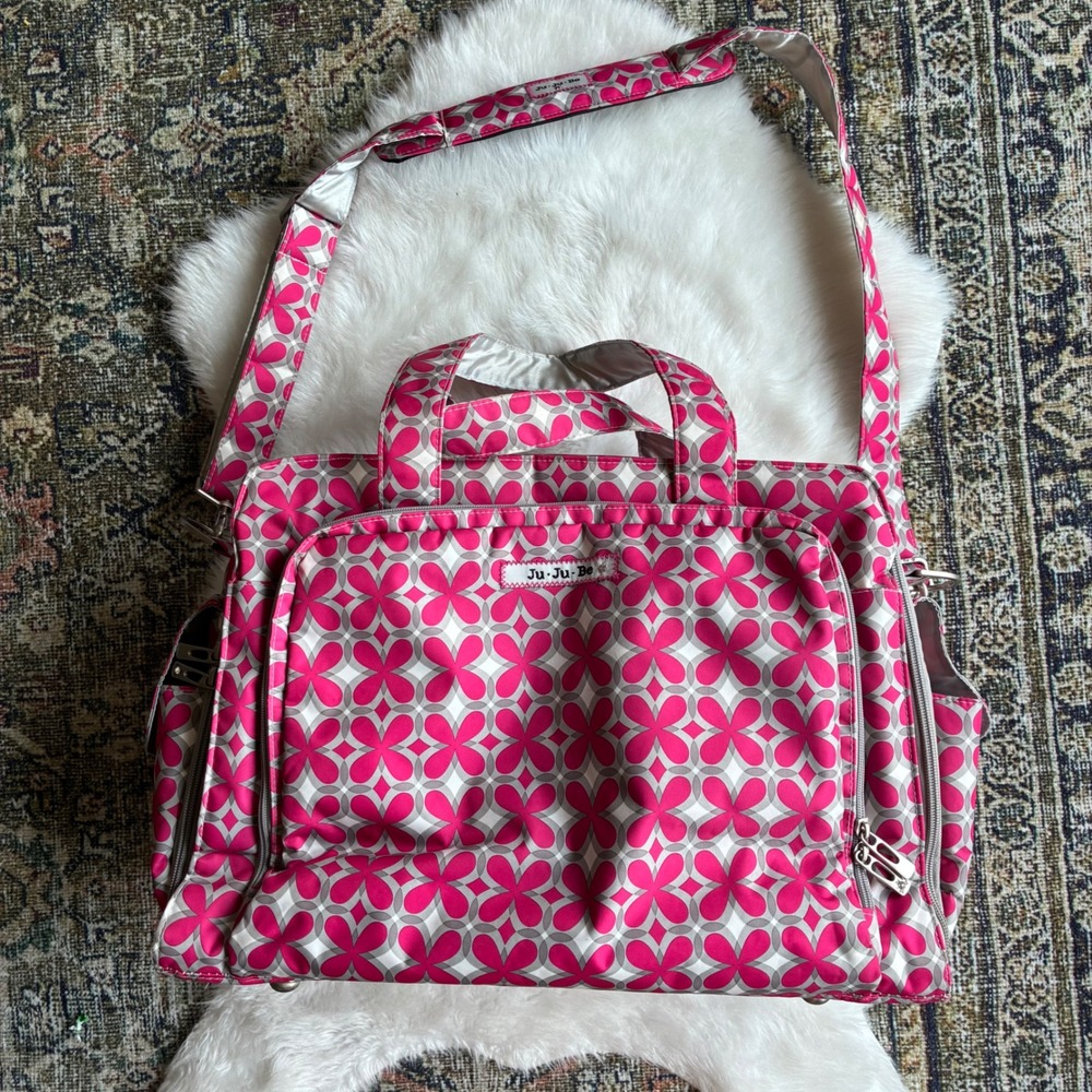 Ju Ju Be Be Prepared Pink Pinwheel Diaper Bag Large Floral Travel Tote
